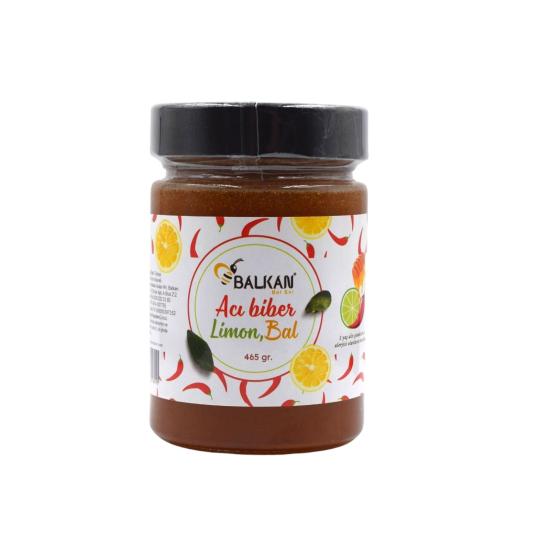 Ham Bal Acı Biber Limon 465 gr | Katkısız Doğal Baharatlı Bal Karışımı – Balkan Bal Evi