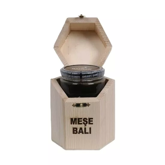 Ahşap Kutulu Ham Meşe Balı 850 gr | Premium Hediyelik Doğal Bal – Balkan Bal Evi